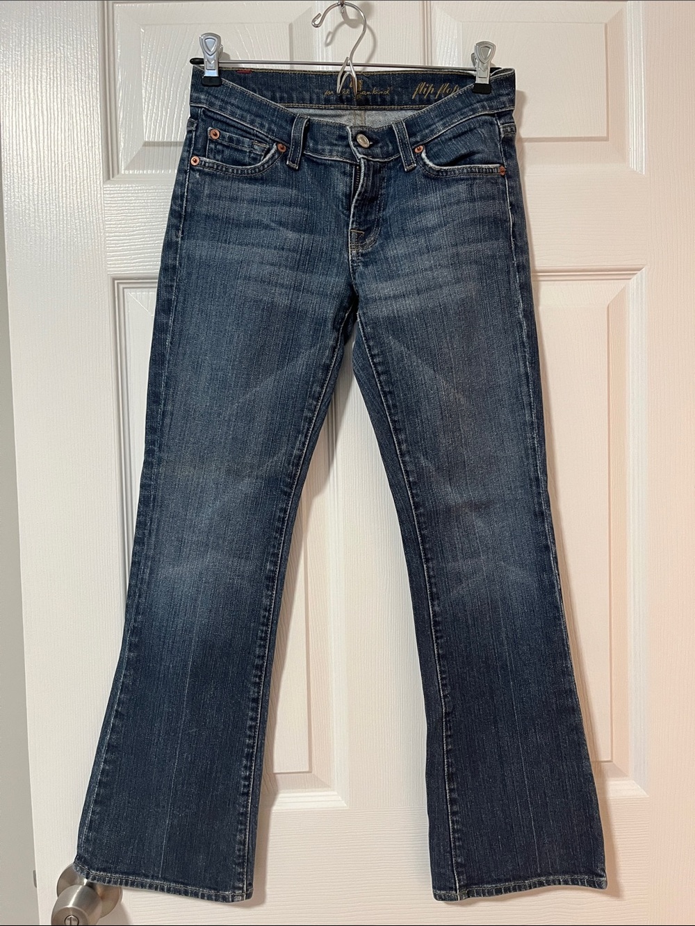 Ultra-Low Rise Women’s Dark Blue Stretch Bootcut Jeans